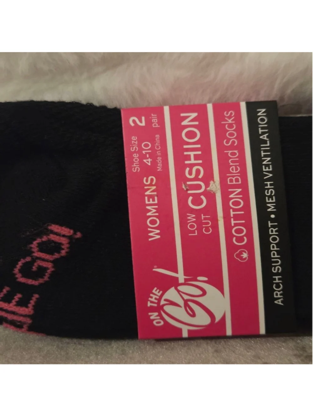 Women's On The Go! Black Low Cut Cushion Cotton Blend Socks